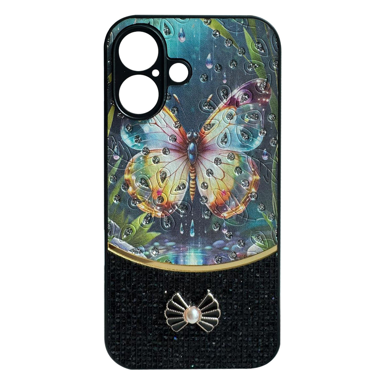 iPhone 16 Plus Compatible Sparkle Glitter Bling Phone Case in Black With Colorful Cover For iPhone 16 Plus - Premium Protection by