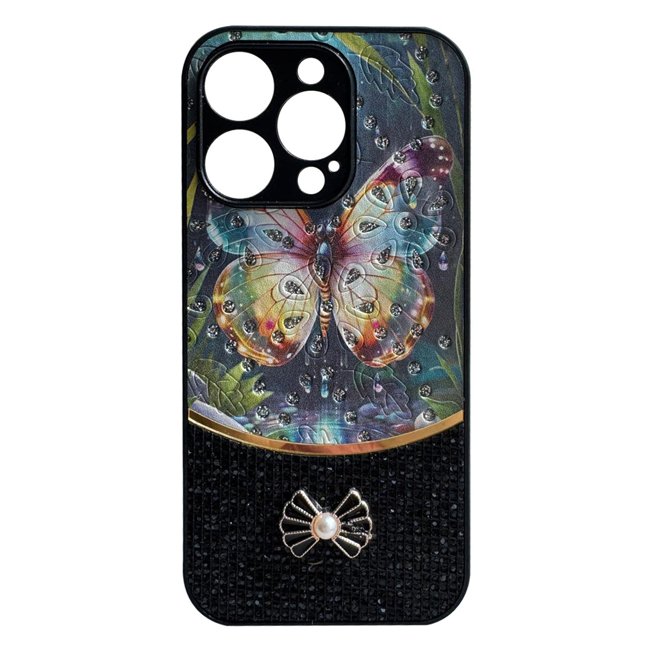 iPhone 16 Pro Compatible Sparkle Glitter Bling Phone Case in Black With Colorful Cover For iPhone 16 Pro Max - Heavy Duty Protection by