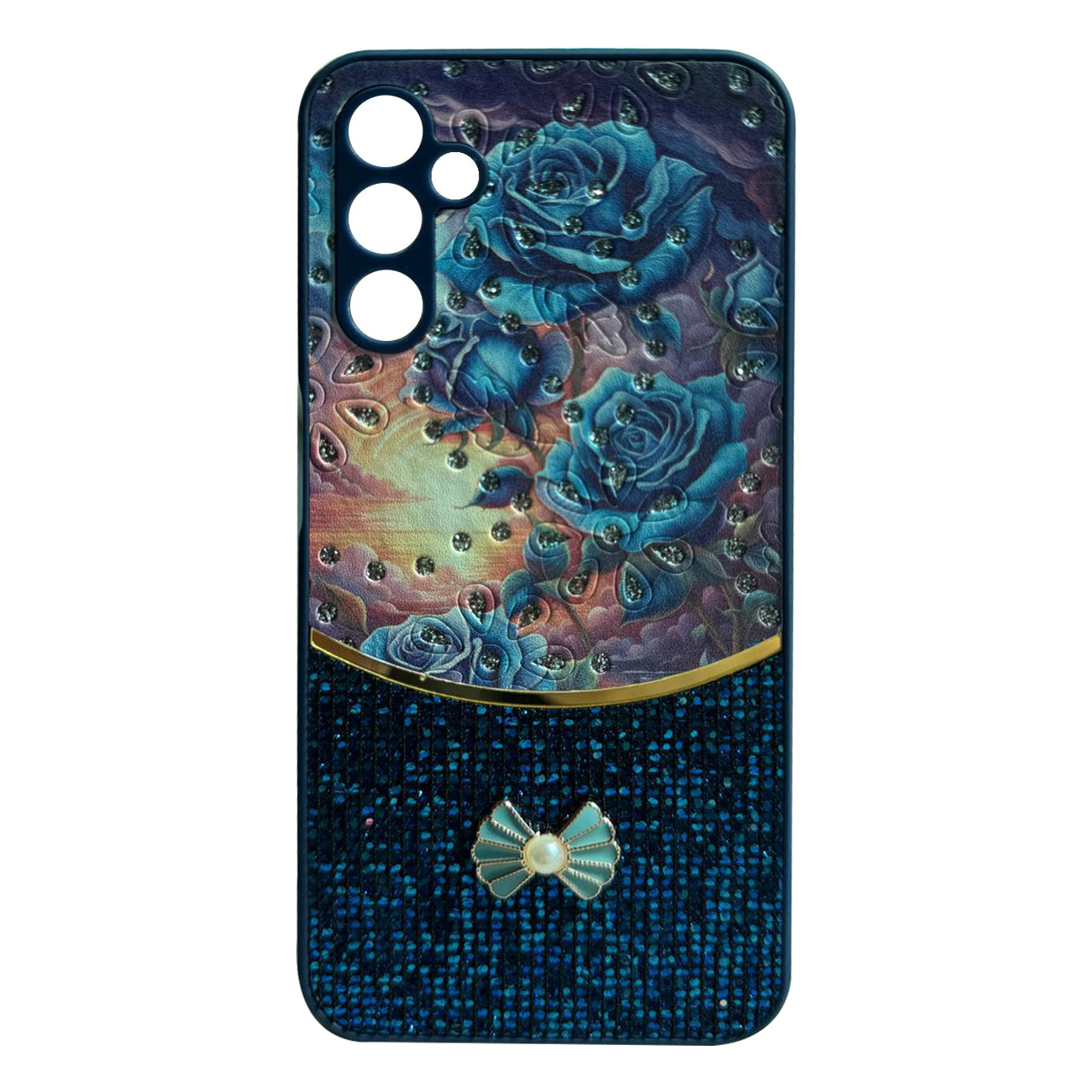 Sparkle Glitter Bling Phone Case in Navy With Colorful Cover For Galaxy A35 - Heavy Duty & Reliable