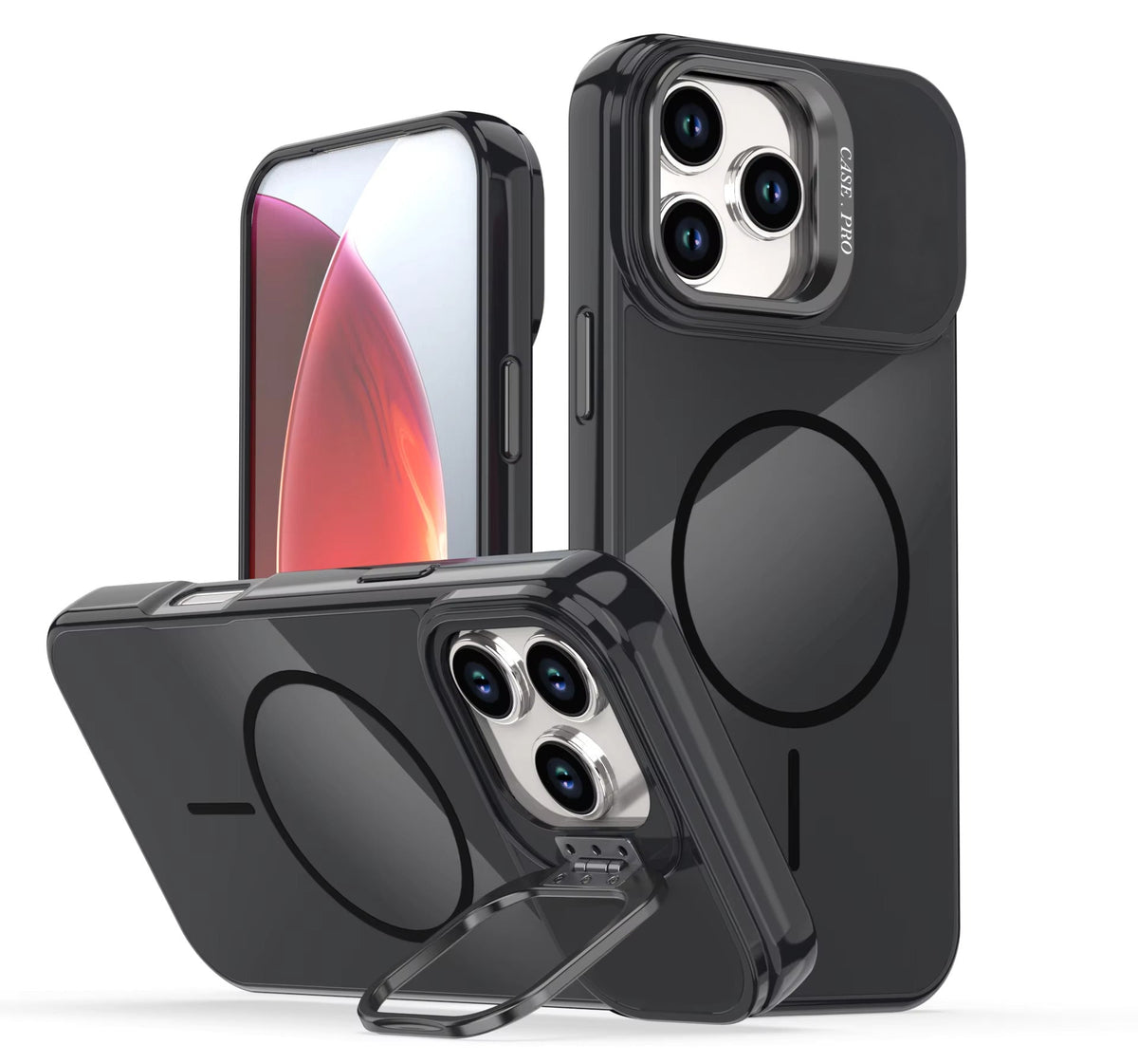 IPHONE 17 Compatible Built-in Stash Stand, Shockproof, Sturdy, Compatible with MagSafe Protection Stylish Cover, Compatible with IPHONE 17, PC76-IPH17BK - Premium Protection by