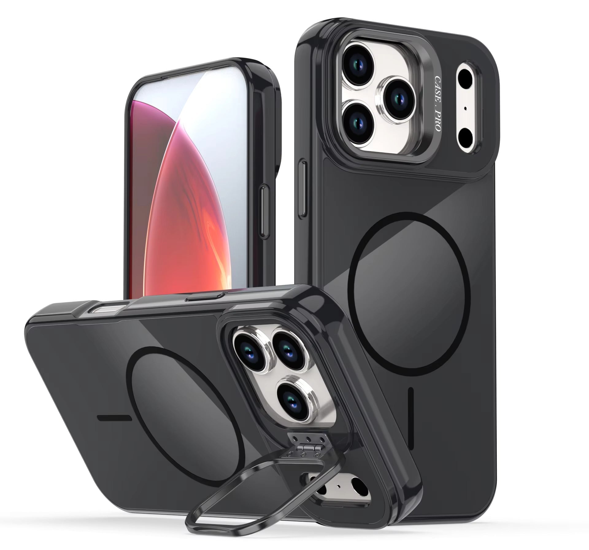 IPHONE 17 PRO Compatible Built-in Stash Stand, Shockproof, Sturdy, Compatible with MagSafe Protection Stylish Cover, Compatible with IPHONE 17 PRO, PC76-IPH17PROBK - Shockproof Protection by