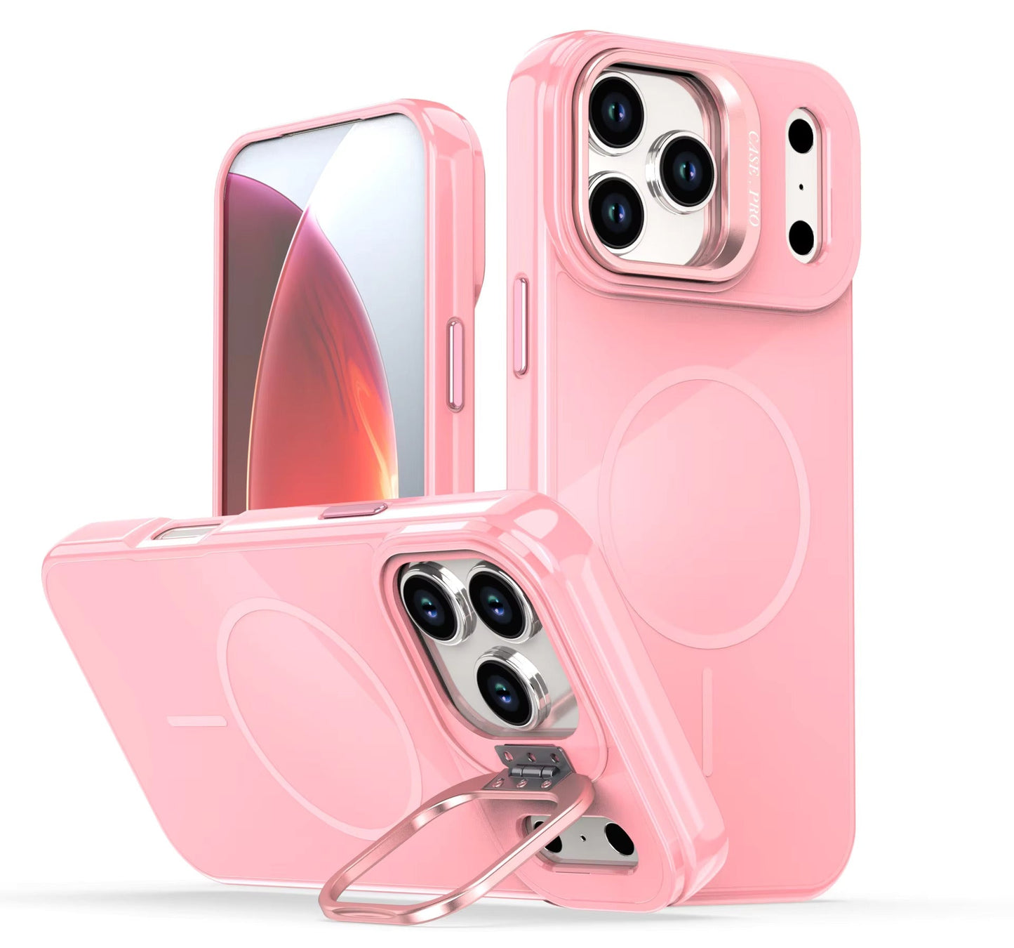 IPHONE 17 PRO Compatible Built-in Stash Stand, Shockproof, Sturdy, Compatible with MagSafe Protection Stylish Cover, Compatible with IPHONE 17 PRO MAX, PC76-IPH17MAXPK - Durable Protection by