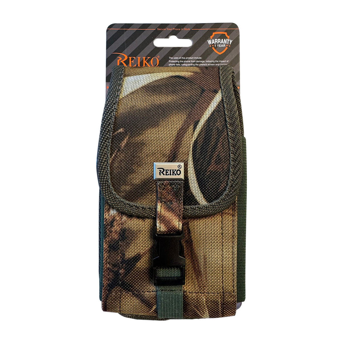 Vertical Rugged Pouch With Buckle Clip In Camouflage (7.0X3.9X0.7 Inches) - Durable & Reliable