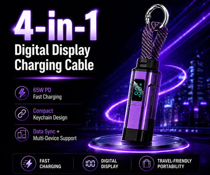 4-in-1 Digital Display Keychain Charging Cable
