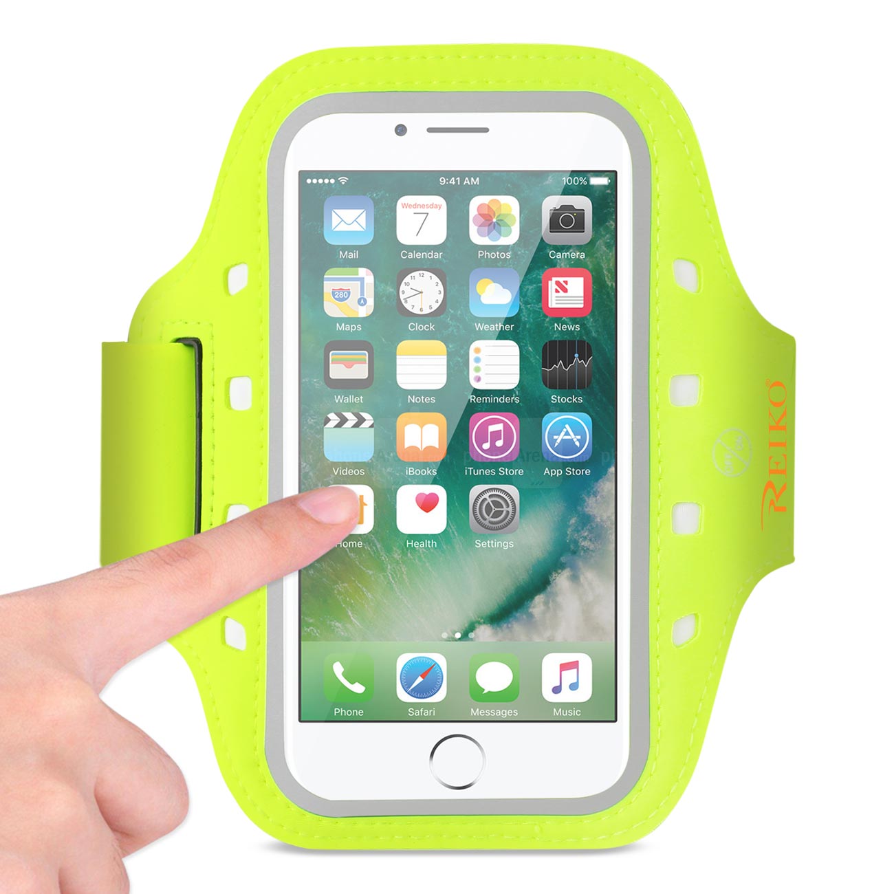 RUNNING SPORTS ARMBAND FOR 5.5 INCHES DEVICE WITH LED IN GREEN (5.5x5.5 INCHES) SAB05-UNI55GR - Heavy Duty & Reliable