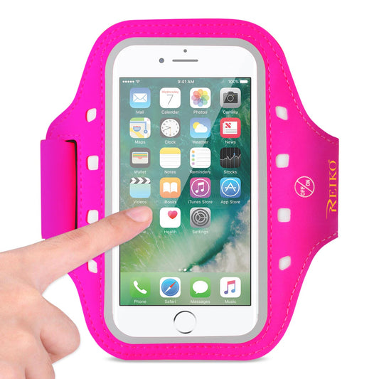 RUNNING SPORTS ARMBAND FOR 5.5 INCHES DEVICE WITH LED IN PINK (5.5x5.5 INCHES) SAB05-UNI55PK - Heavy Duty & Reliable