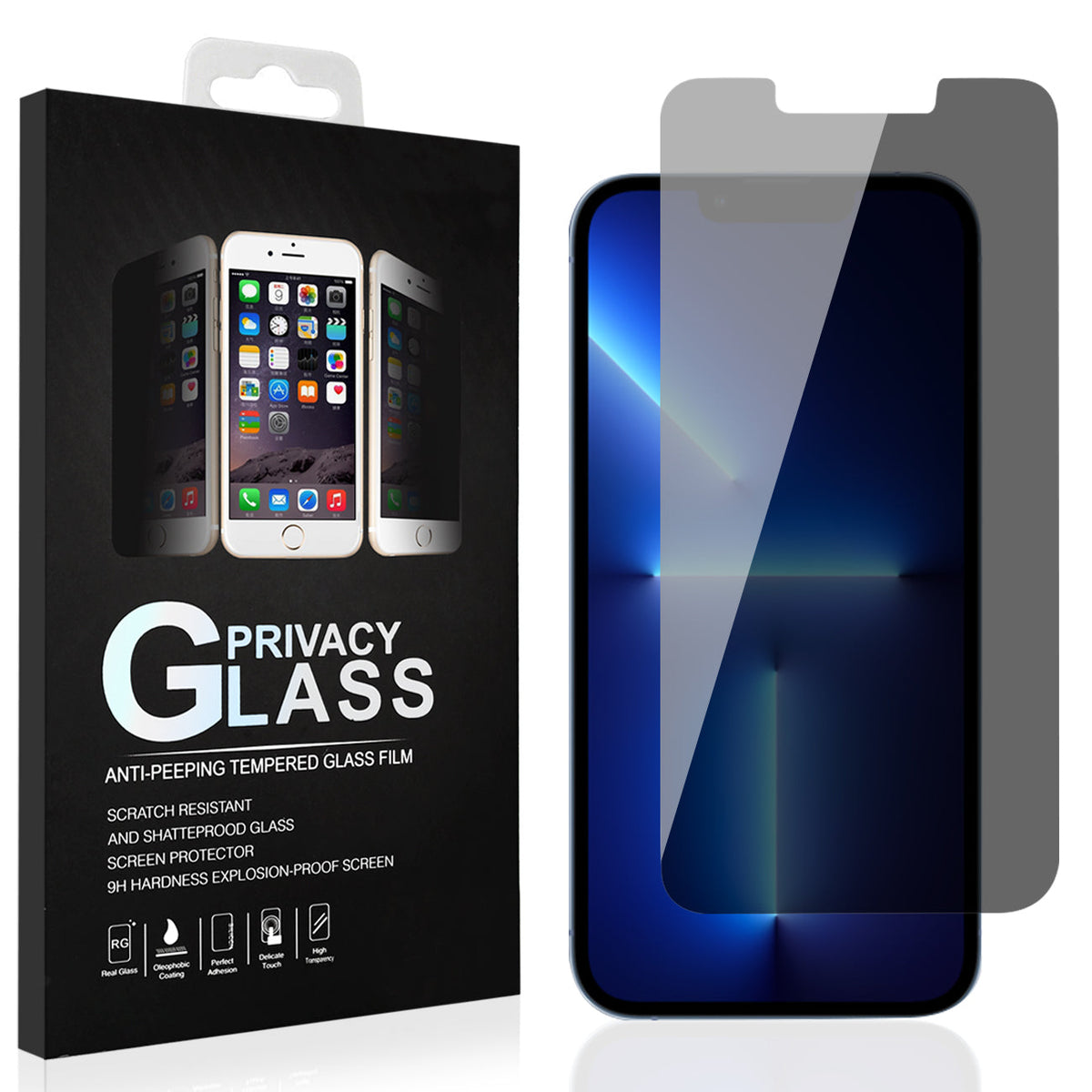 iPhone 13 Compatible Apple iPhone 13 / 13 Pro Privacy Screen Protector In Black - Crystal Clear Protection by