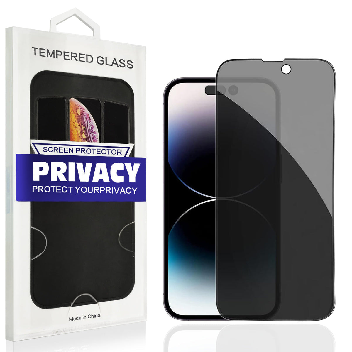 iPhone 15 PRO Compatible Apple iPhone 15 PRO Privacy Screen Protector In Black - Shockproof Protection by
