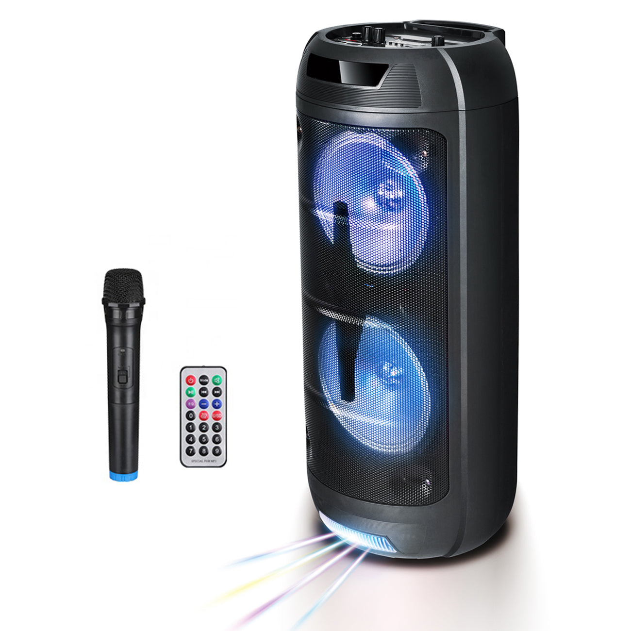 8" Speaker with Charger Line, Wireless Mic and Remote (LT-2806XBT) - Shockproof & Reliable