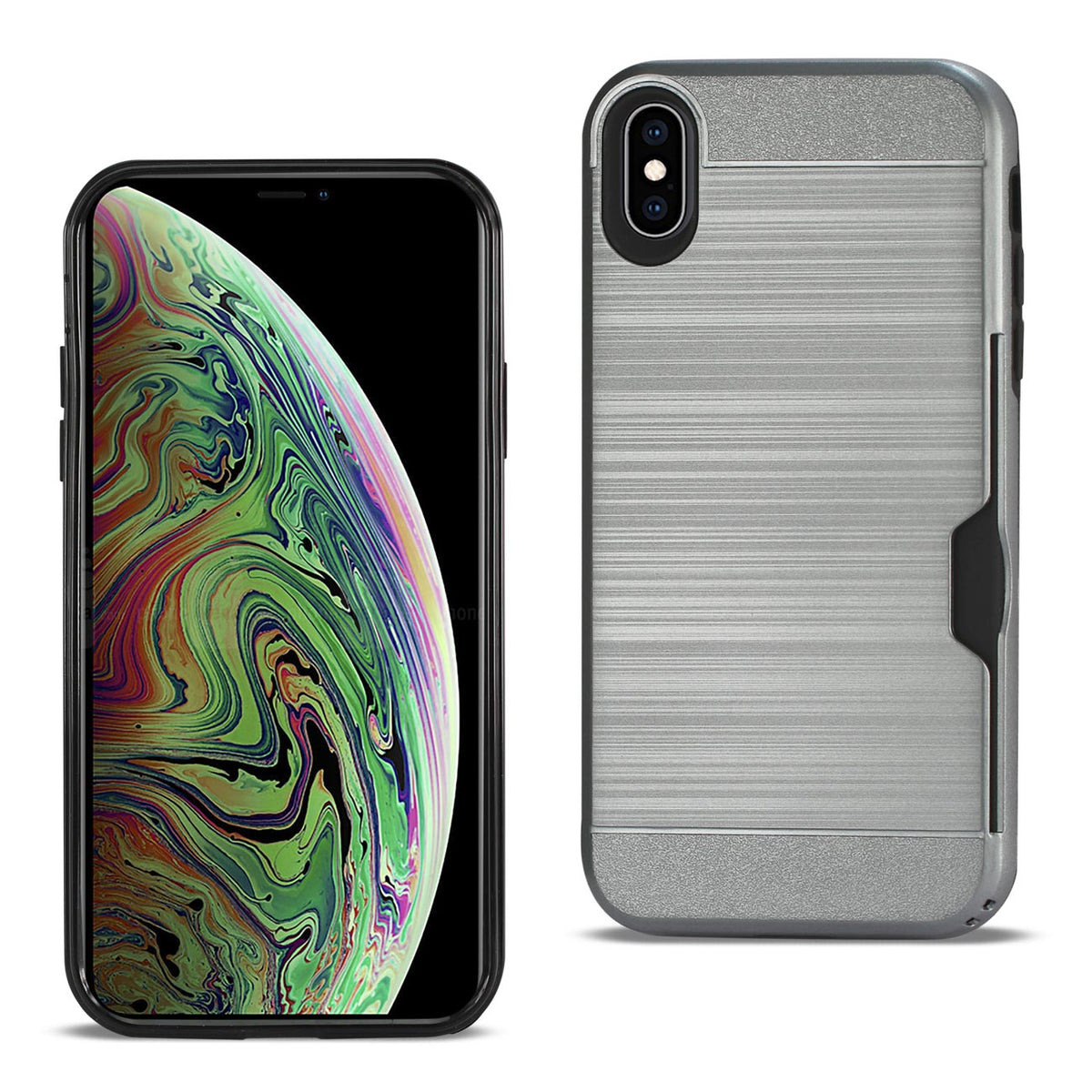 iPhone XS Max Slim Armor Hybrid Case With Card Holder In Gray - Ultra-Slim & Reliable