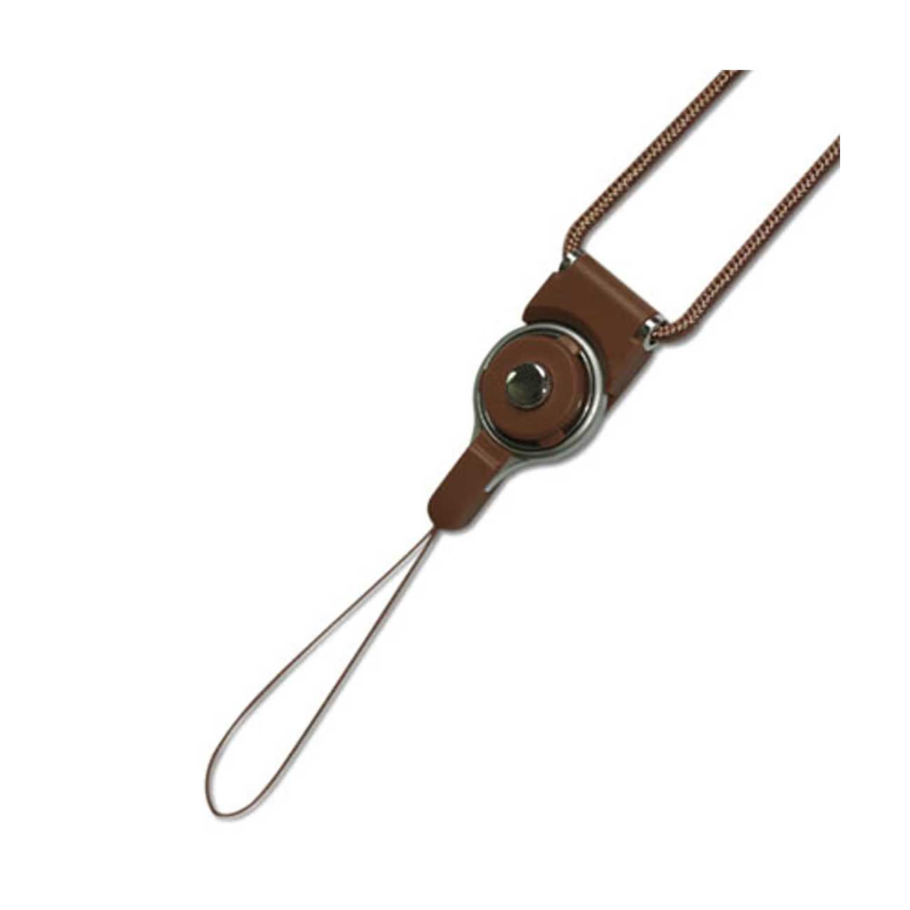 LONG LANYARD STRAP WITH CLIP IN BROWN - Ultra-Slim & Reliable