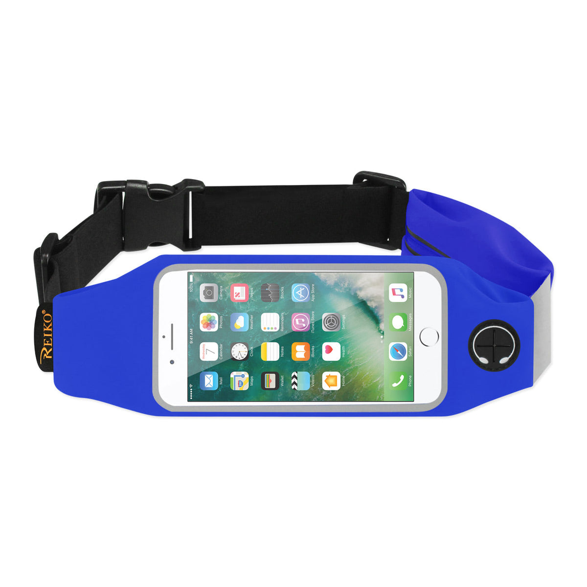 RUNNING SPORT BELT FOR 5 INCHES DEVICE WITH TWO POCKETS IN BLUE (5x5 INCHES)(SWB03-UNI50BL) - Premium & Reliable