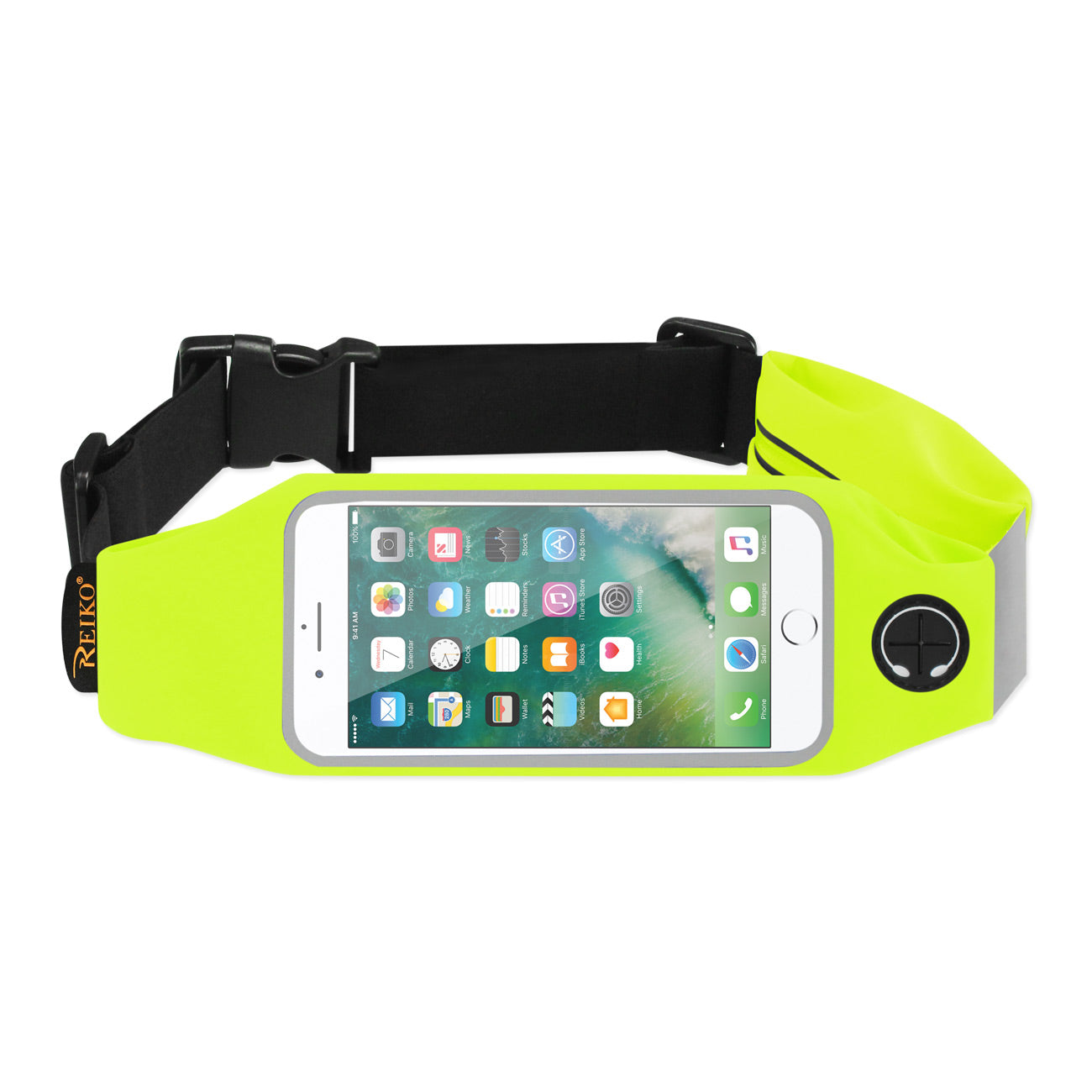 RUNNING SPORT BELT FOR 5.5 INCHES DEVICE WITH TWO POCKETS IN GREEN (5.5x5.5 INCHES)(SWB03-UNI55GR)) - Premium & Reliable