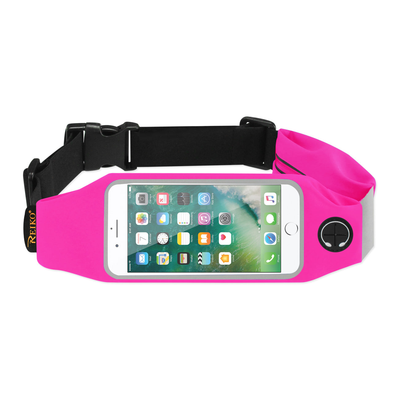 RUNNING SPORT BELT FOR 5.5 INCHES DEVICE WITH TWO POCKETS IN PINK (5.5x5.5 INCHES)(SWB03-UNI55PK) - Crystal Clear & Reliable