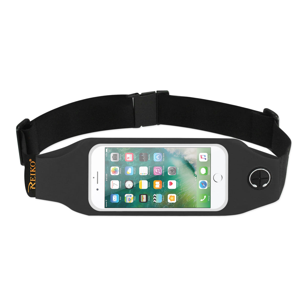 RUNNING SPORT BELT FOR 5 INCHES DEVICE WITH TWO POCKETS AND LED IN BLACK (5x5 INCHES)(SWB05-UNI50BK) - Crystal Clear & Reliable