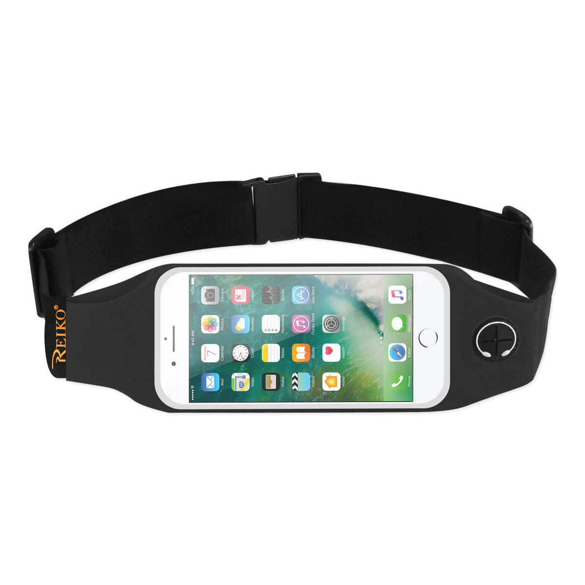 RUNNING SPORT BELT FOR 5.5 INCHES DEVICE WITH TWO POCKETS AND LED IN BLACK (5.5x5.5 INCHES)(SWB05-UNI55BK) - Durable & Reliable