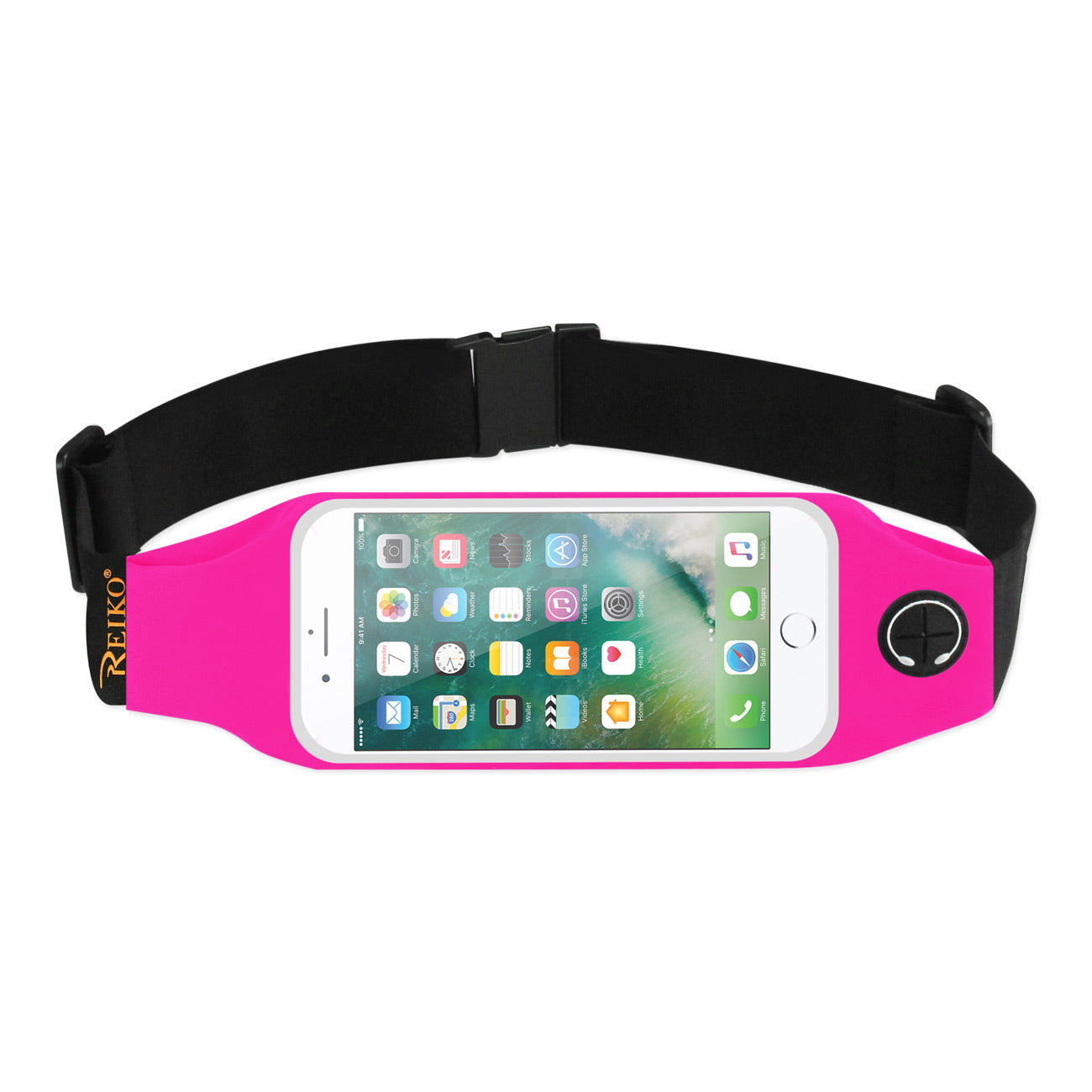 RUNNING SPORT BELT FOR 5.5 INCHES DEVICE WITH TWO POCKETS AND LED IN PINK (5.5x5.5 INCHES)(SWB05-UNI55PK) - Shockproof & Reliable