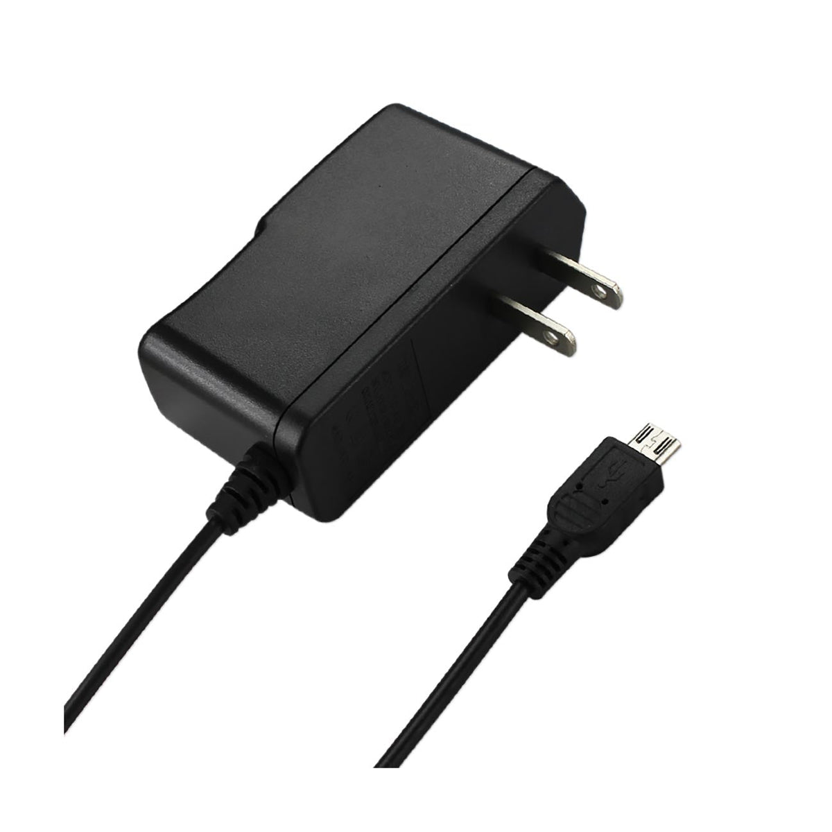 PORTABLE MICRO USB TRAVEL ADAPTER CHARGER WITH BUILT IN CABLE IN BLACK - Durable & Reliable