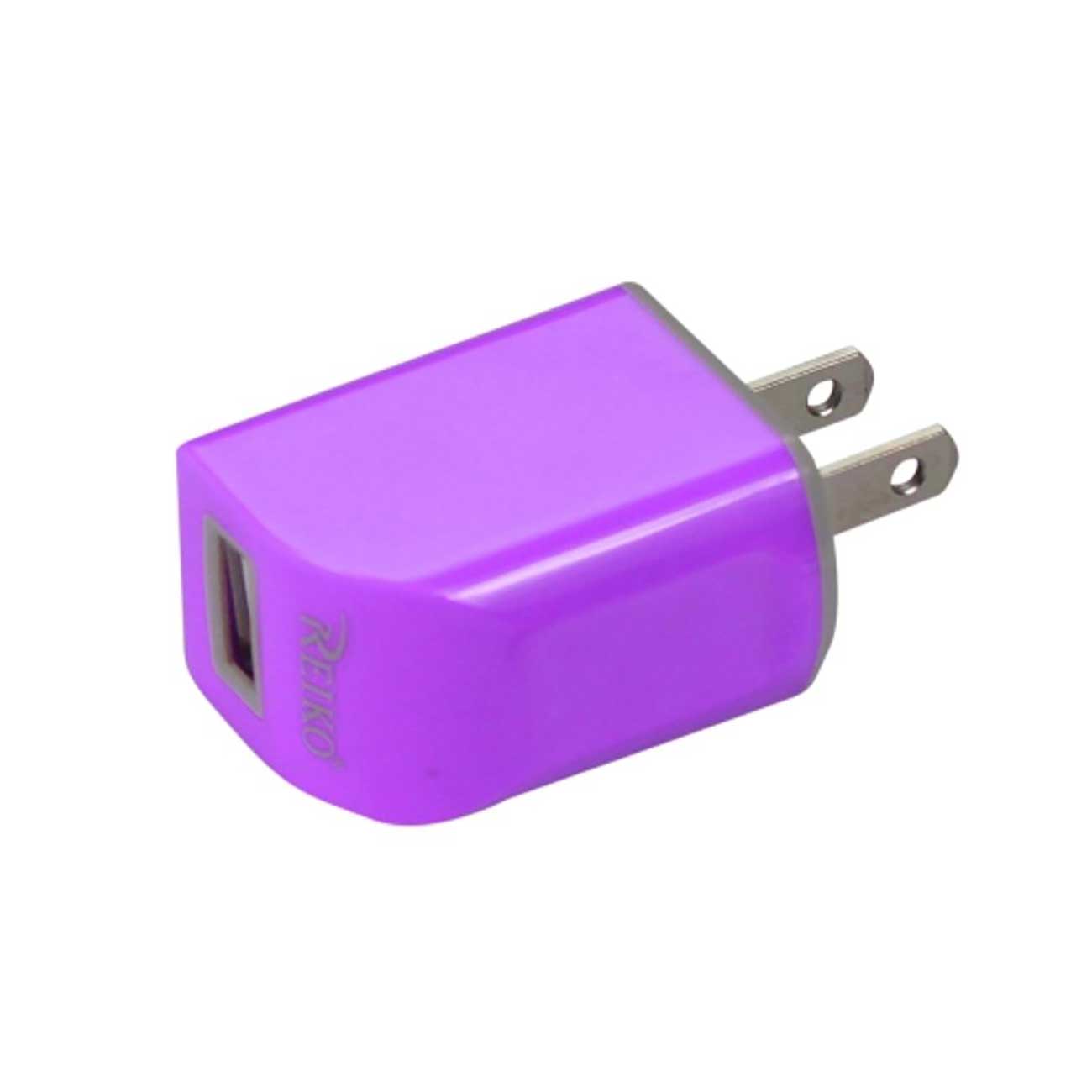 MICRO USB 1 AMP PORTABLE MICRO TRAVEL ADAPTER CHARGER WITH CABLE IN PURPLE - Shockproof & Reliable
