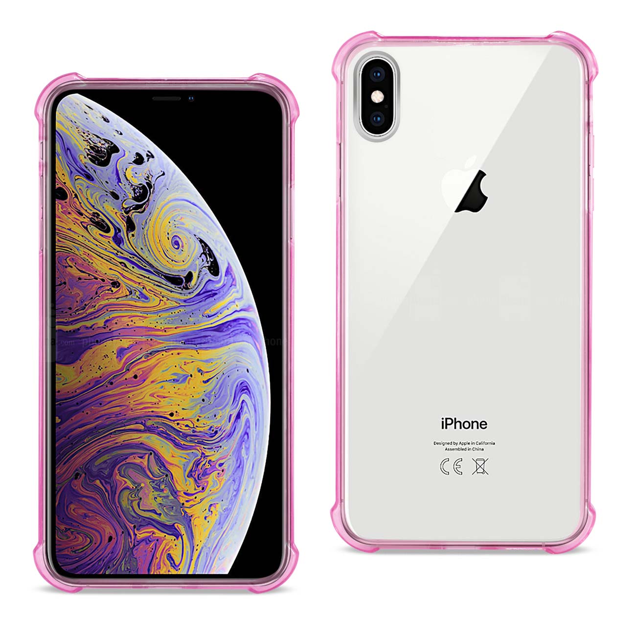 iPhone XS Max Clear Bumper Case With Air Cushion Protection In Clear Hot Pink - Shockproof & Reliable