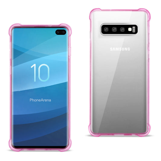 SAMSUNG GALAXY S10 Plus Clear Bumper Case With Air Cushion Protection In Clear Hot Pink - Heavy Duty & Reliable