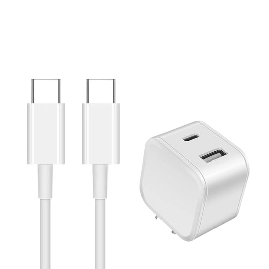 PD Dual Ports Travel Wall Charger Adapter Fast Charging with 3FT USB-C to Type-C Cable - Premium & Reliable