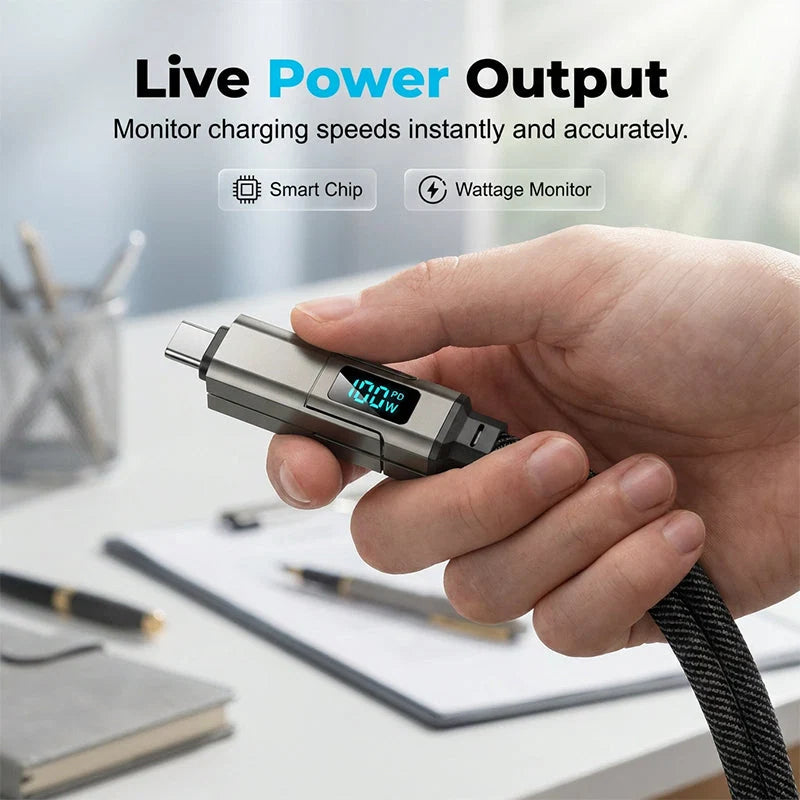 Digital display charging cable
